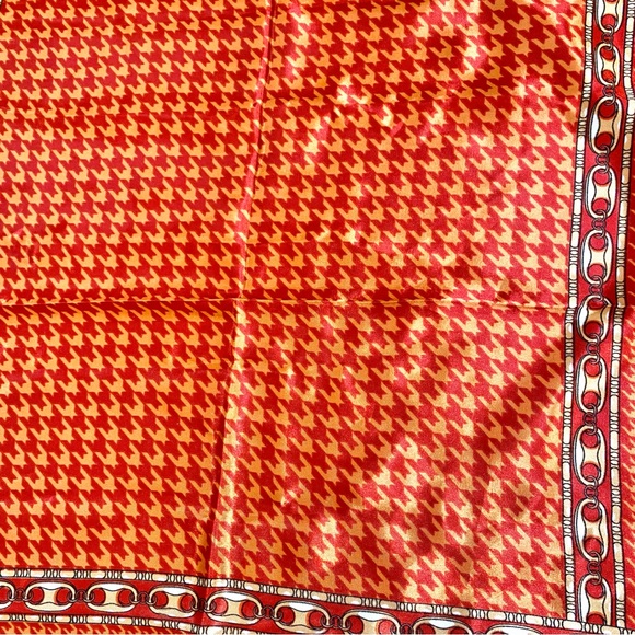 Equestrian houndstooth vibe boho satin scarf/wrap w country southwestern feel - Picture 12 of 15